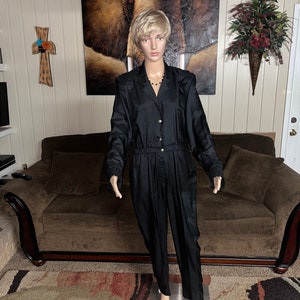 Saint Germain • Vintage • Medium • Shiny • Black • Jumpsuit
