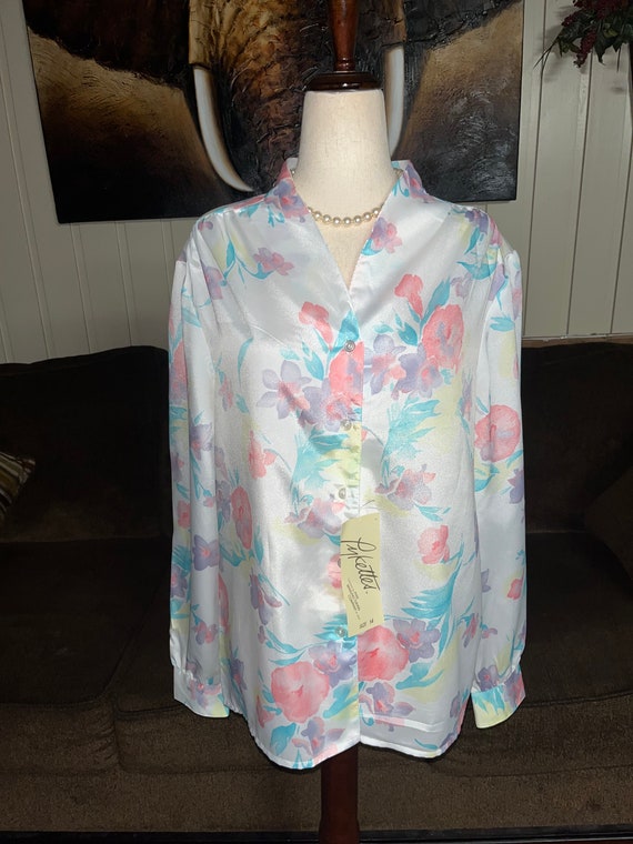 Pykettes~ Vintage (New W/Tags) Size 14 Floral Blo… - image 3