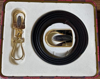 Pierre Cardin~one Size • Black Leather W/gold Buckle & Key  display picture 2