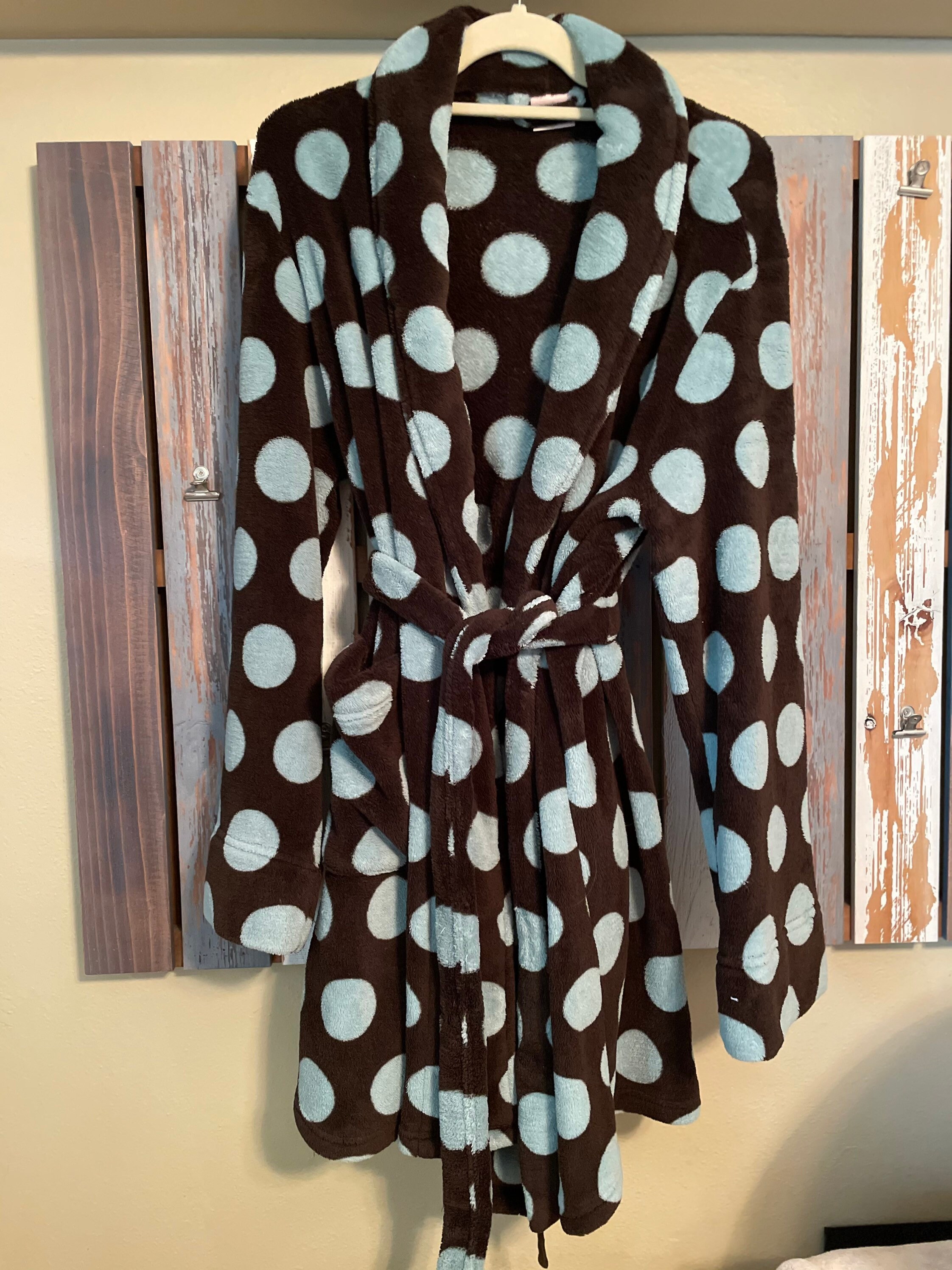red polka dot robe