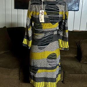 Aryeh Anthropologie “Curry” ~ Size Large ~ Abstract Design ~ Yellow/Brown~ Boho Tunic Dress ~ New W/Tags bild 10