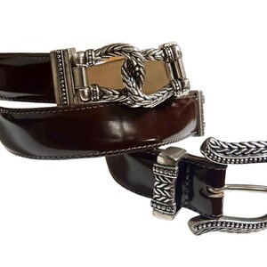 VINTAGE 1996 BROWN LEATHER BELT WITH SILVER-TONE HARDWARE 1996 Brighton Belt - Etsy main image 2
