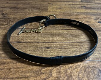 Vicenza Womens Waist Belt Black Golden #1222 Genuine Italian Size 30 Vicenza Womens Waist Belt Black Golden Adjustable Genuine  main image 4