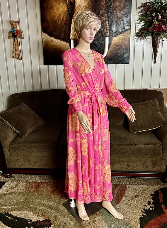 Alexa B Nites~ Size 8 Pink & Orange Floral Maxi D… - image 6