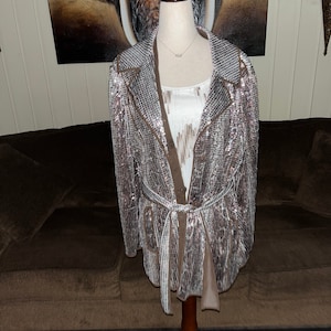Chico’s • Large • Sequins • Sparkly • Brown/White  Sleeveless Top & Jacket • Set