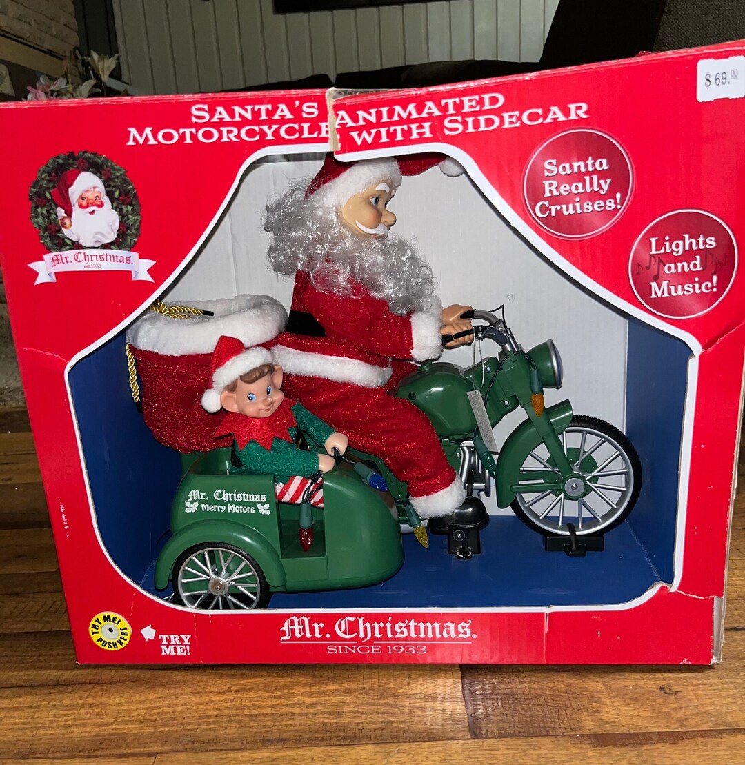 Mr. Christmas Santas Animated Motorcycle W/ Sidecar & Elf new W/box Etsy