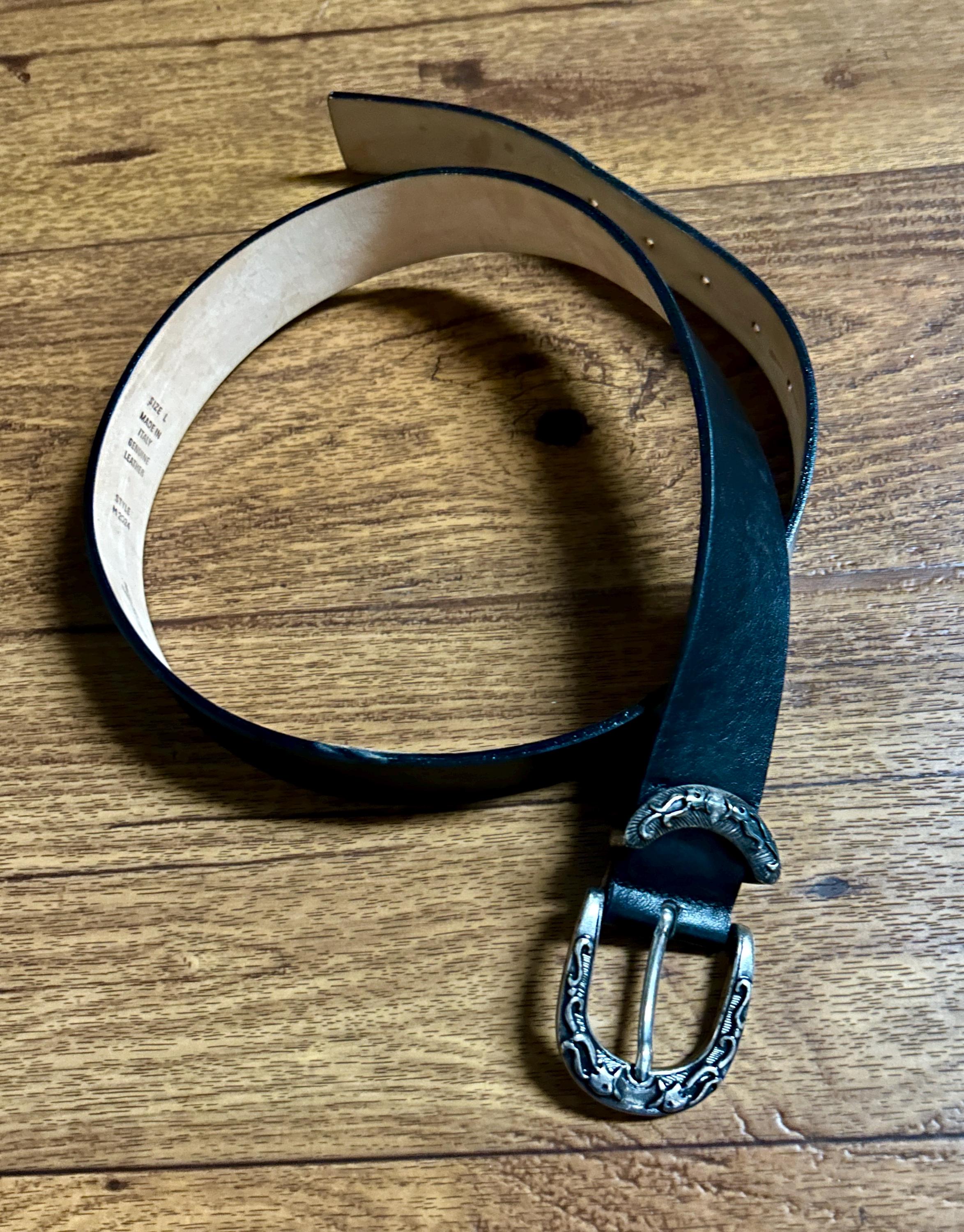 Garuglieri Brown Patent Croc Belt w/ Silver Tone Buckle sz: Large Skinny Georgia Belt in Brown Croc main image 2