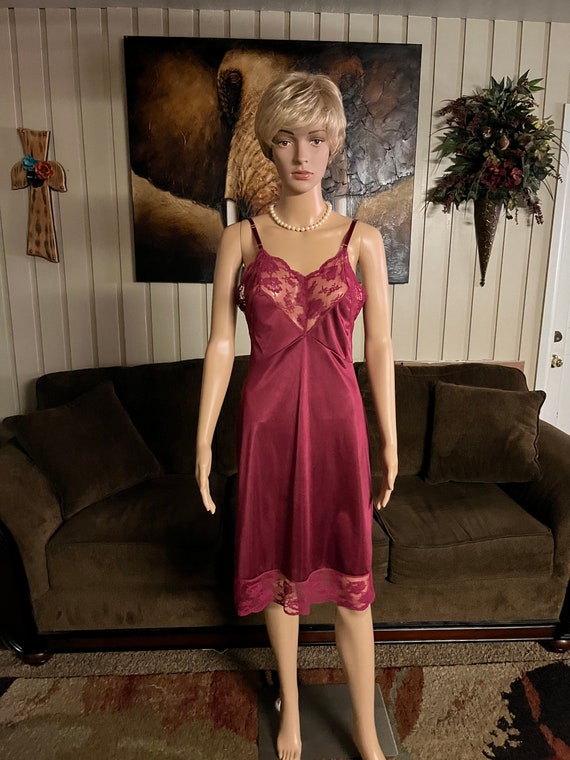 Henson Kickernick Burgundy Sexy  Nightgown Slip~S… - image 1