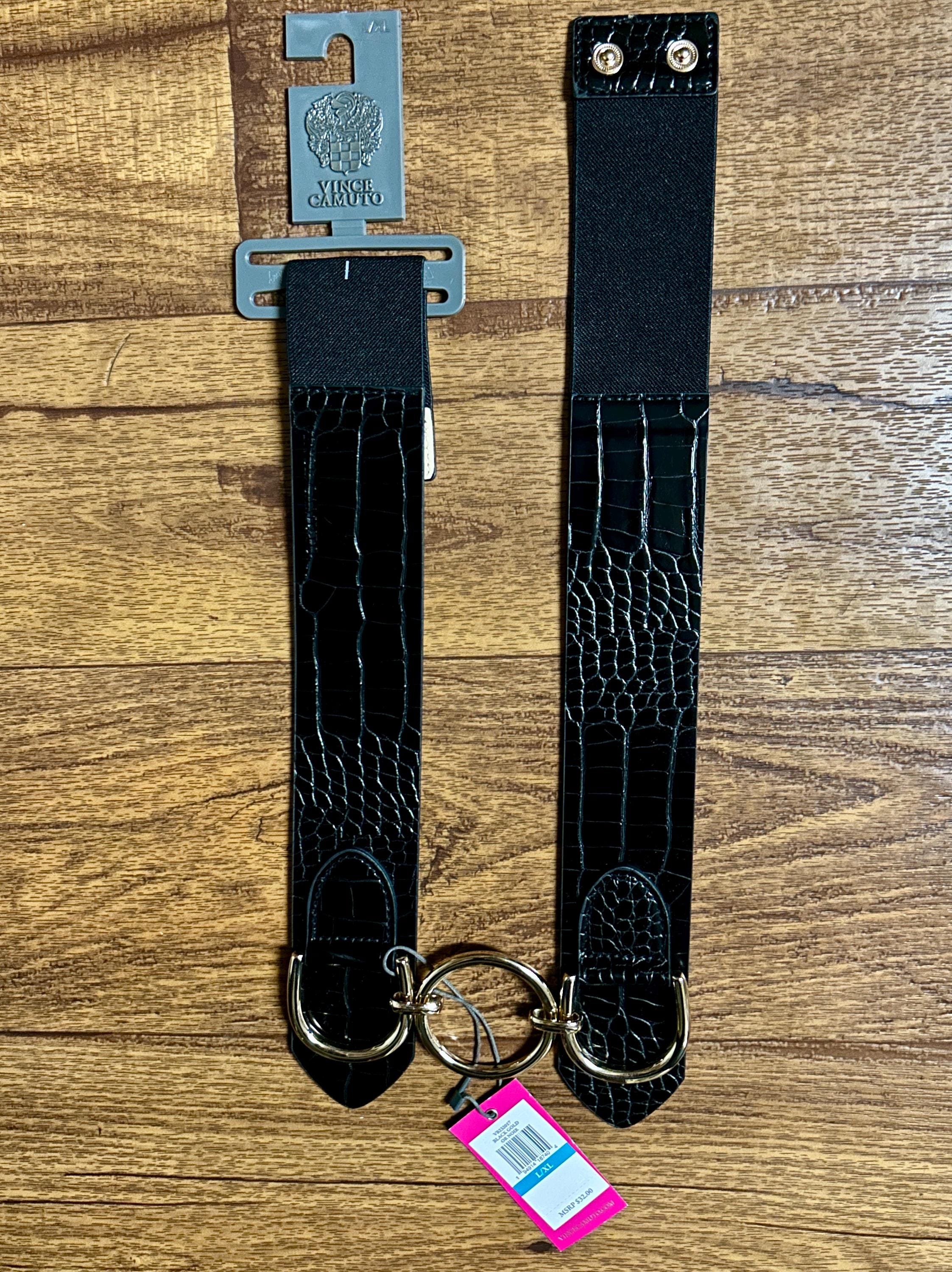 Vince Camuto • L/x-large • Croc Embossed • Black Leather 