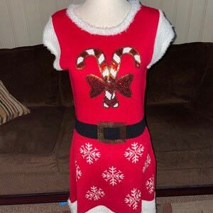 It’s Our Time • Small • Red/White • Beaded • Fur • Christmas • Candy Cain • Dress