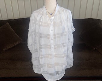 Koch ~ Size Large White/Blue Boho Blouse