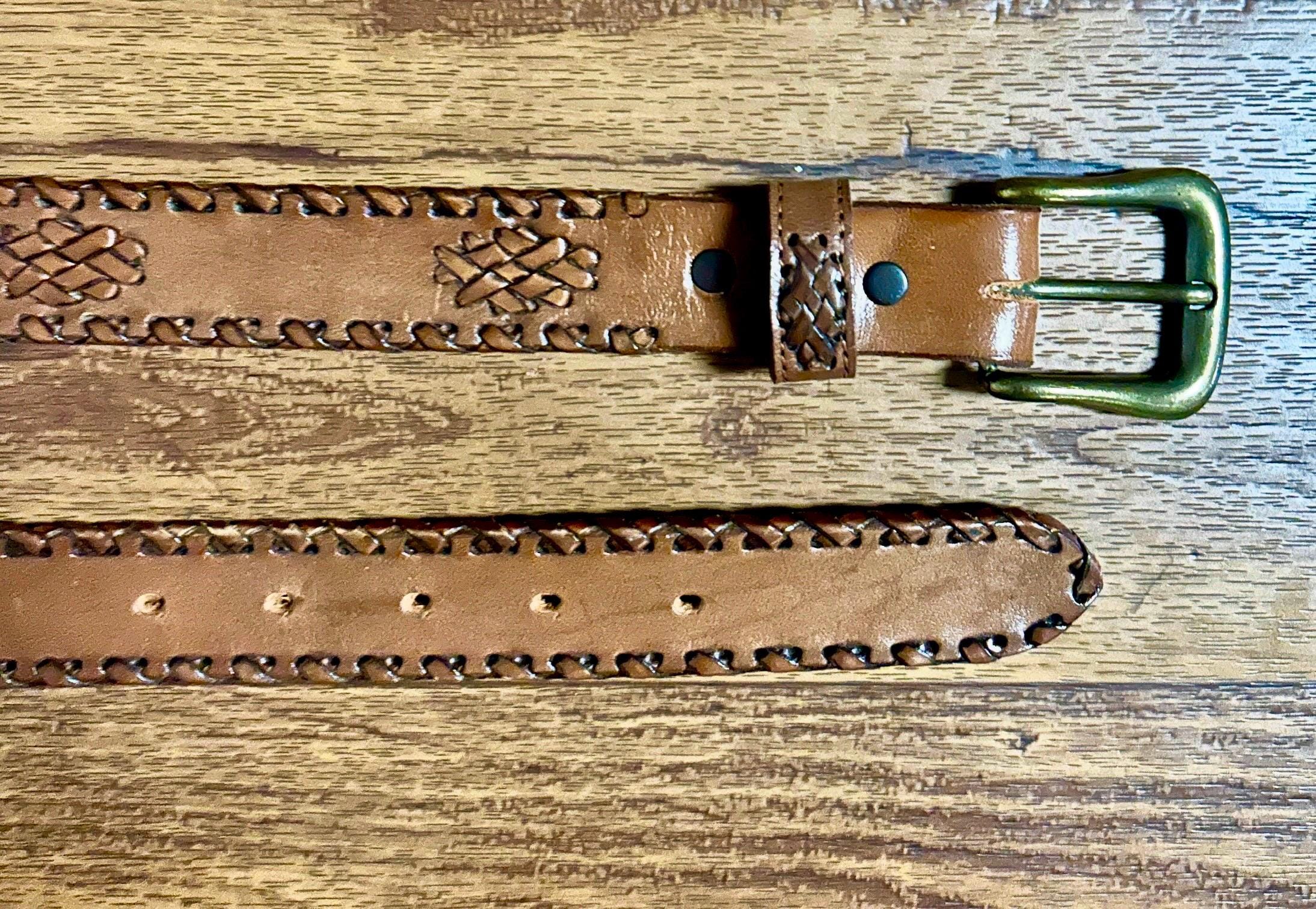 Vintage Liz Claiborne Braided Tan Leather Belt with Gold Buckle 36 inches long Liz Claiborne ~ Women main image 3