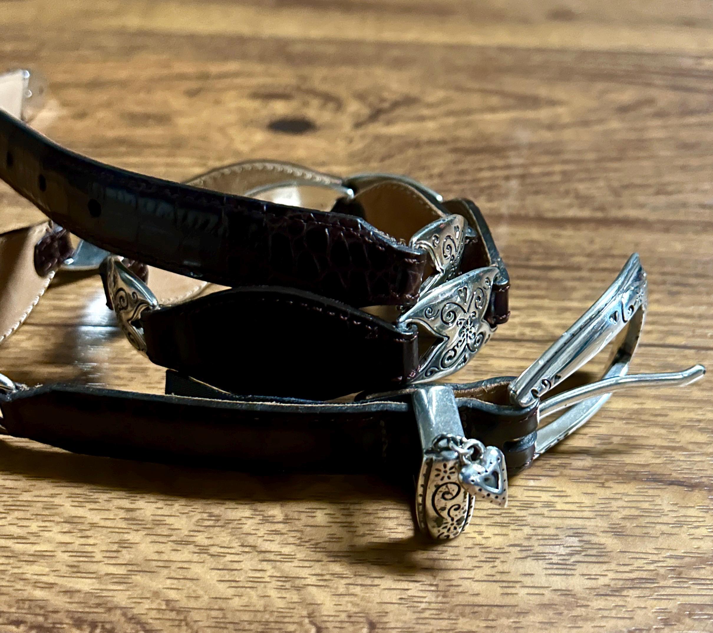Brighton Brown Leather Belt with Silver Heart Buckle Size Small Brighton • Medium (30) • Brown Leather • Silver Buckle  main image 3