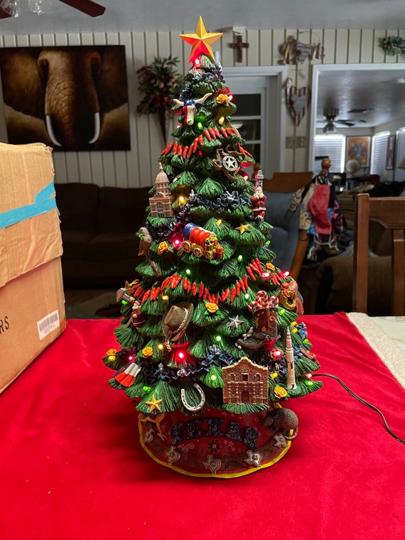 Danbury Mint Texas Christmas Tree Lighted Etsy