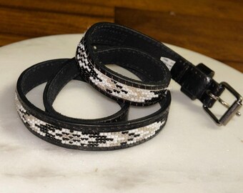 Black Leather Western Belt With Silver Buckle and Tip US  display picture 3