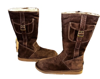UGG Cargo II ~ Chocolate Cake Brown ~ Women’s Size 9 ~ Retro Style ~ Suede Leather Boots ~ Side Pockets ~ Lined Sheepskin ~ New W/ Box