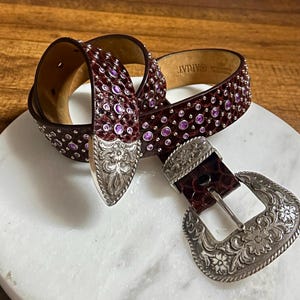 Vintage Glam Rock 1990 sz M 34 Light Gold Metallic Bling Rhinestone Leat… Source Unknown | Accessories | Vintage Glam Rock 99 Sz M 34  main image 4