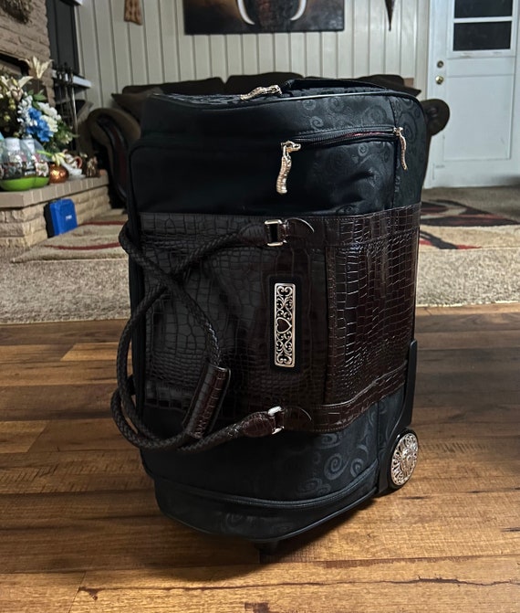 Brighton Black W/ Brown Croc Leather Carry On Lugg