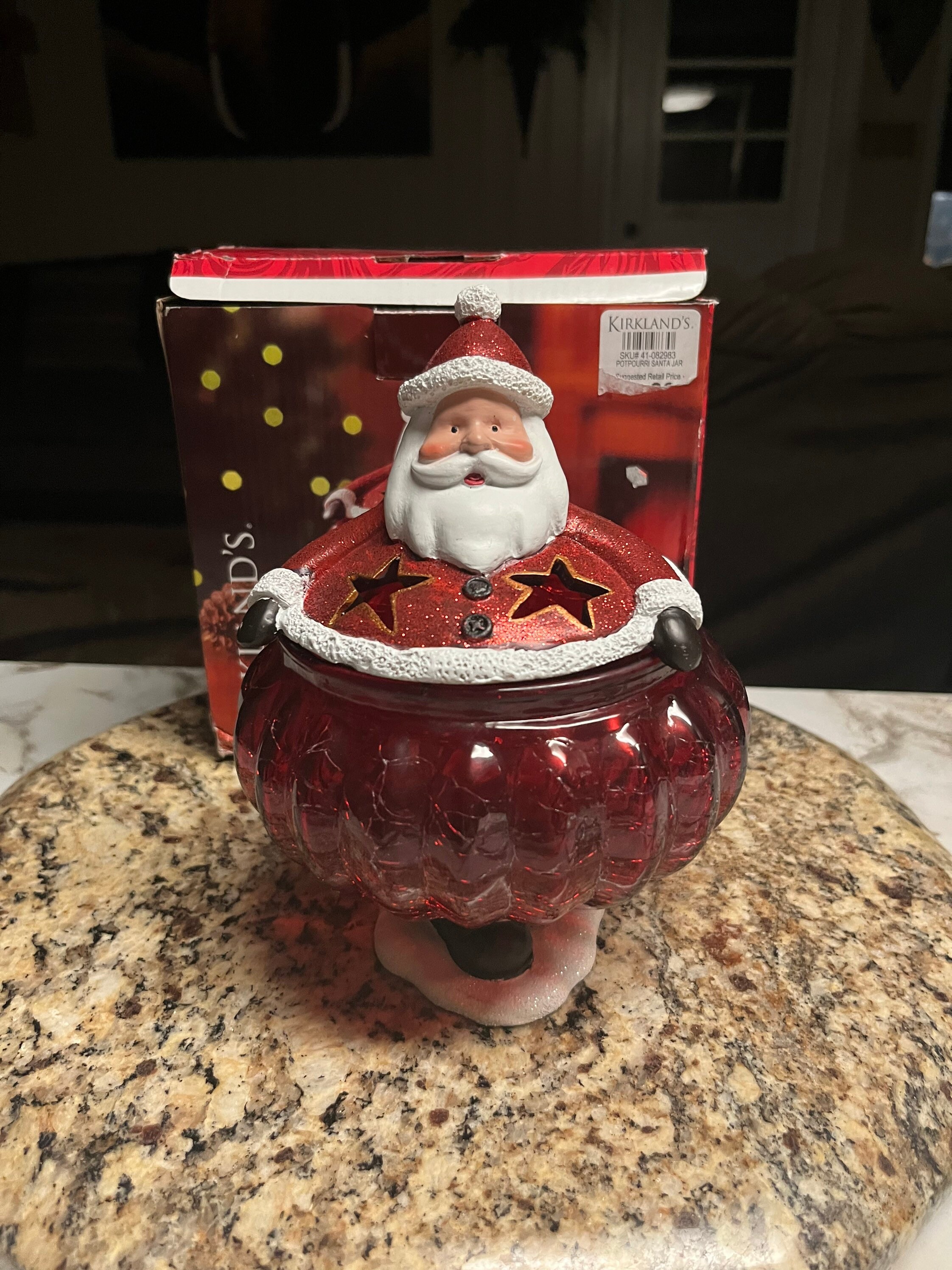 Kirklands • Crackled • Red • Glass • Santa Jar • New W/box - Etsy