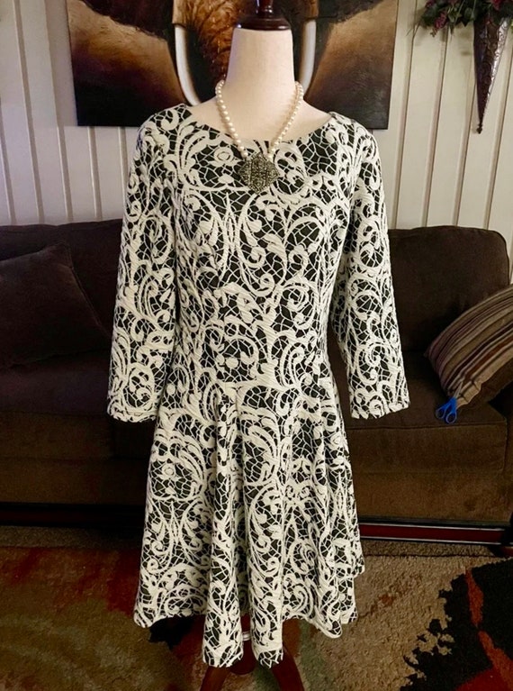 Eliza J Black white Embroidery Size 10 Dress Etsy Hong Kong