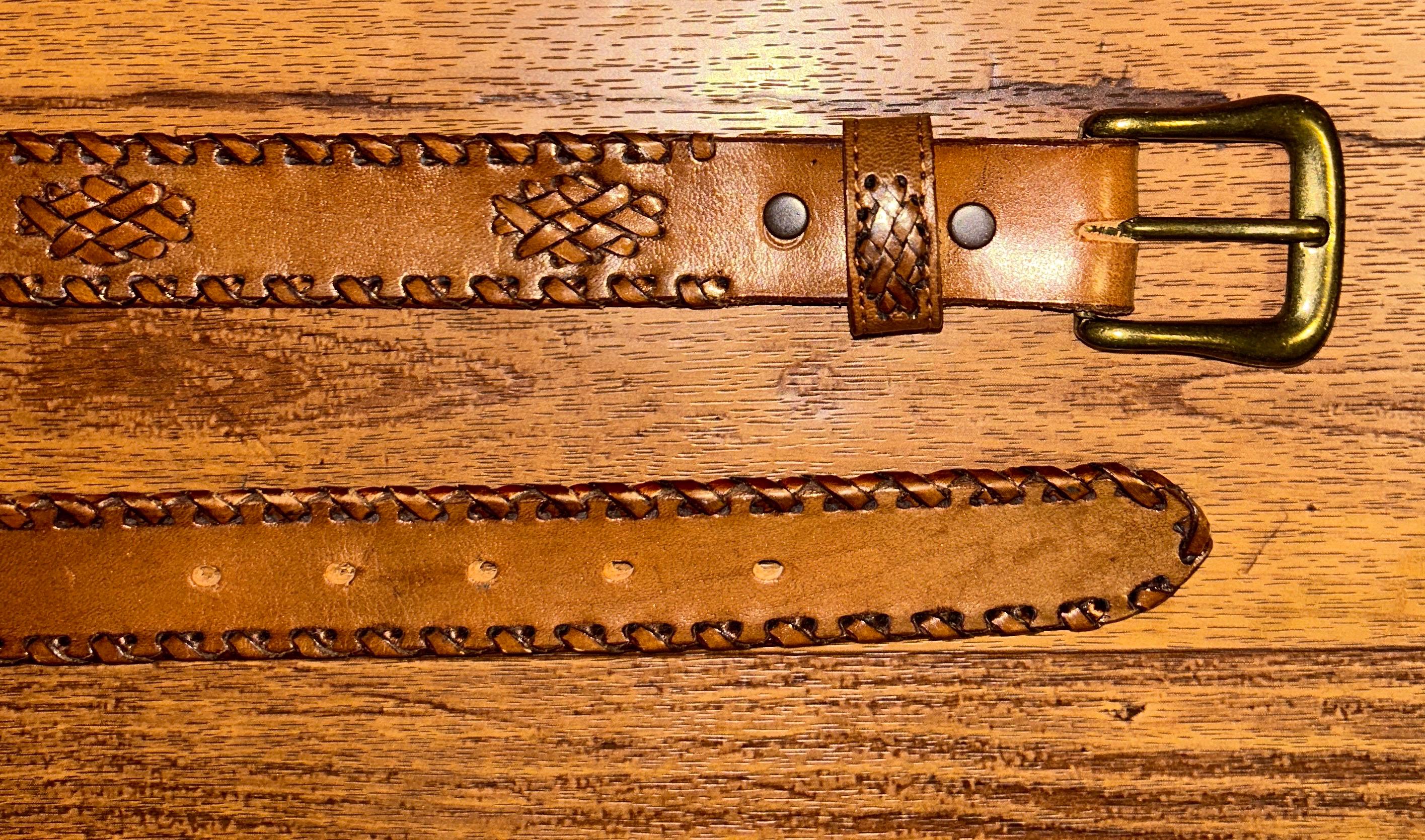 Vintage Liz Claiborne Braided Tan Leather Belt with Gold Buckle 36 inches long Liz Claiborne ~ Women main image 4