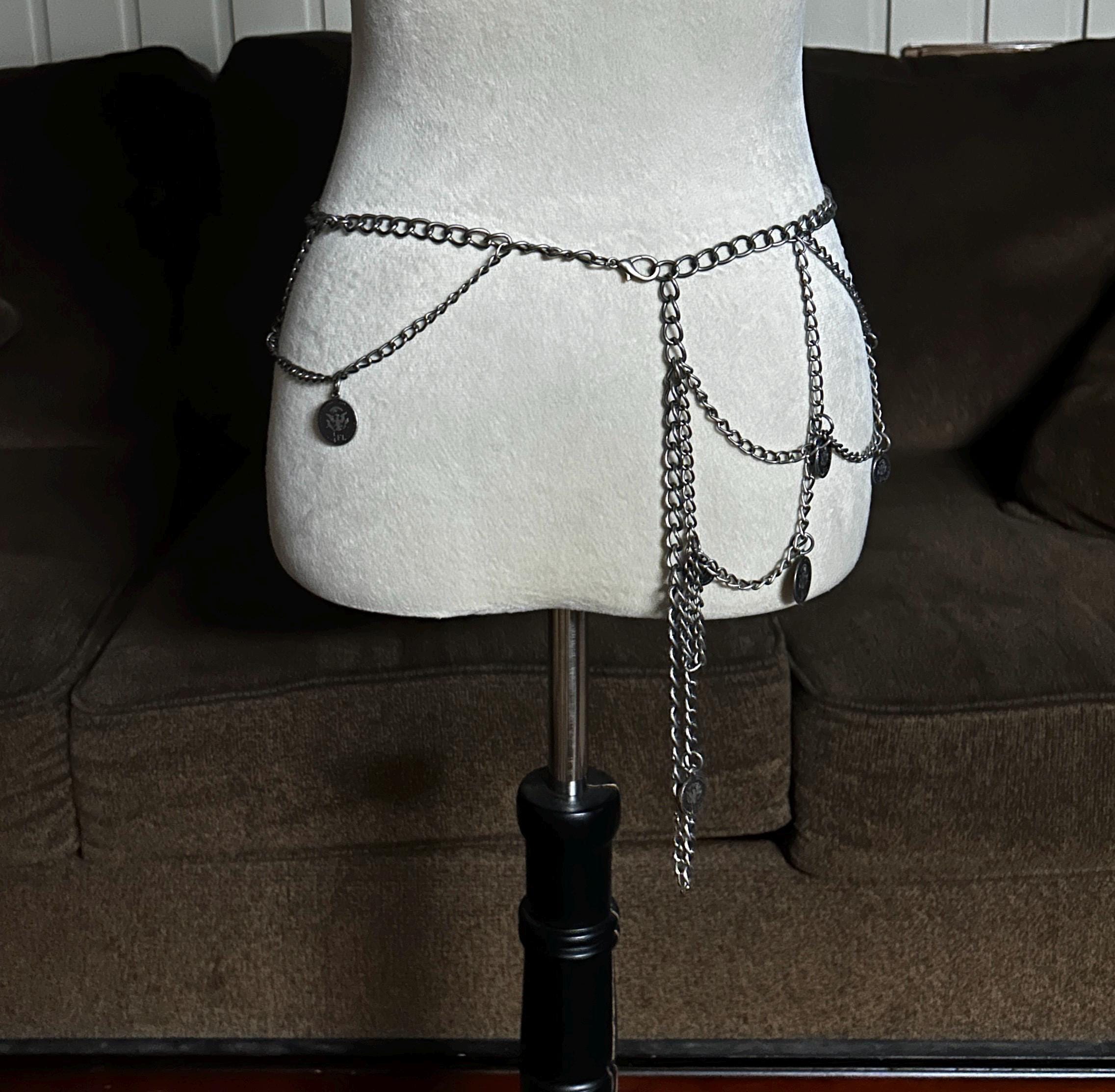 Hippy/Belly Dance/Gypsy ~ (Waist: 40-46”) Silver Metal Chain W/Coin Tassel Belt Gypsy Belly Belt - Etsy main image 3
