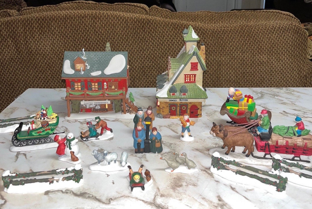 Dept.56 Villages Reindeer Barn & Santas Woodworks 2 - Etsy