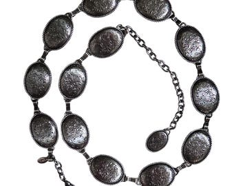 Vintage Gold Concho Chain Belt: Western Boho Statement Waist 