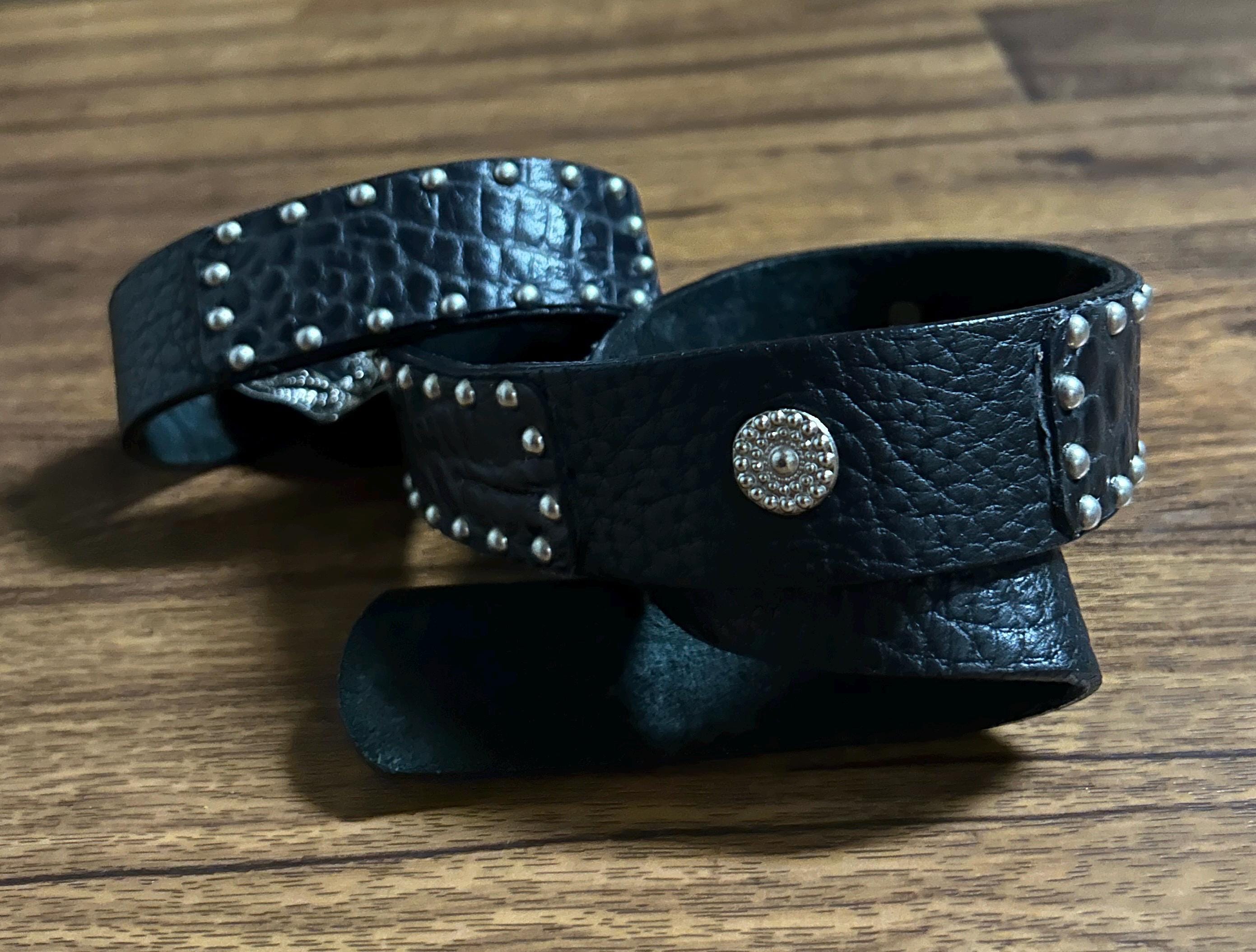 Leather Rocks • Men's • Black • Silver Studded • Size 36