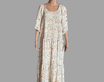 Ivy City Co ~ Vestido largo de primavera beige con estampado floral multicolor (talla 3XL) para mujer ~ Nuevo con etiquetas