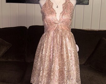 Luxxel ~ Large ~ Pink W/ Silver and Gold Sequins & Glitter V-neck Spaghetti  Straps Mini Dress ~ New W/ Tags - Etsy