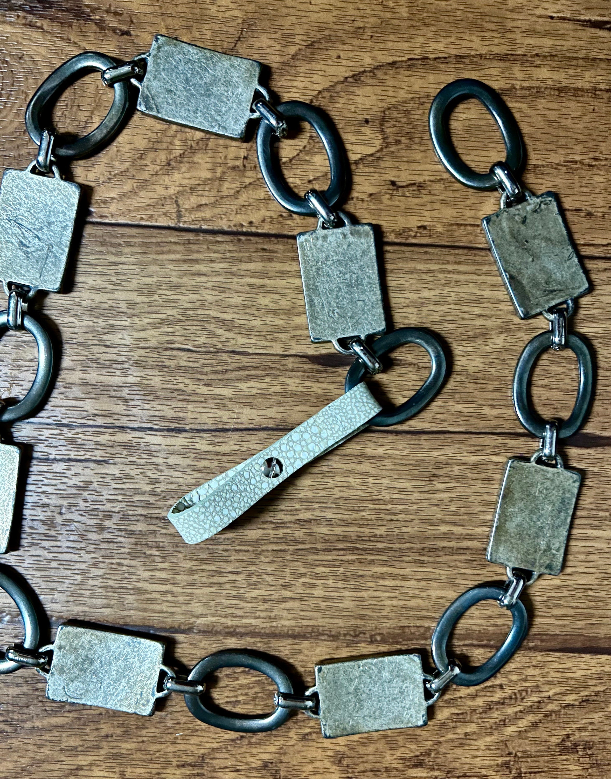 Women’s • Chain • Metal Belt • Square Beige • Vtg • Size Medium • Adjustable Hpmjz Chain Belt for Women Metal Waist Chain Chunky Belly  main image 3