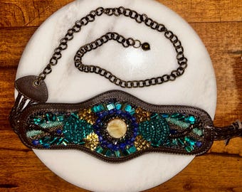 Navajo Sterling Silver W/ Inlay Crushed Turquoise & Coral Rectangular Hair Clip Vintage Native American Sterling Silver Turquoise & Coral  main image 4