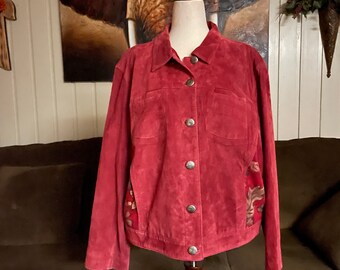 Chico’s Design Suede Burgundy Jacket~ Size Large