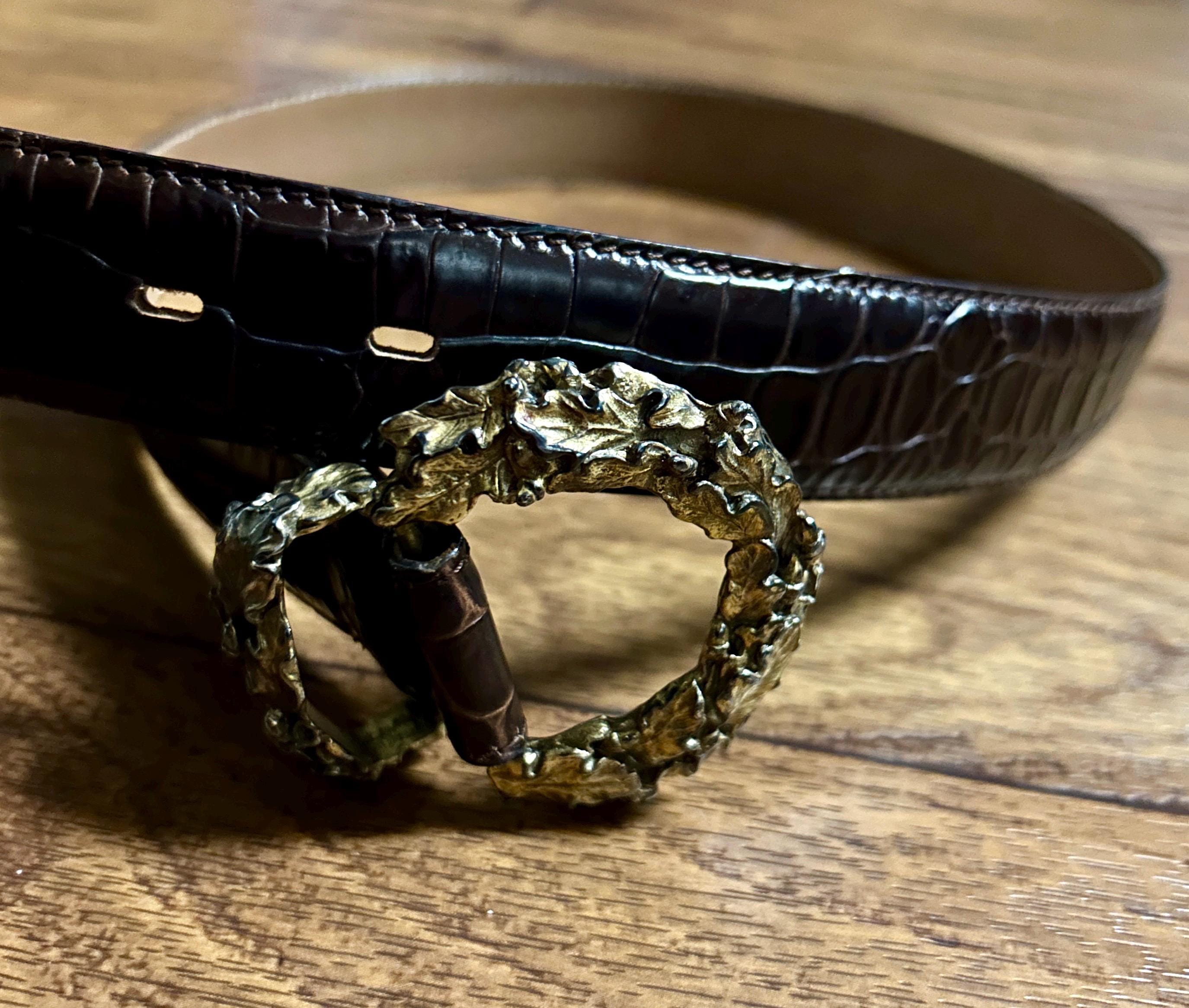 Talbots • Vintage • Italy • Medium • Brown Leather • Gold 