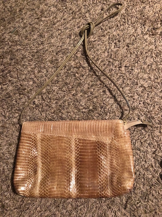 VTG~ J. Renee Snake Skin Taupe Brown Handbag