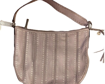 Michael Kors ~ Brooklyn Grommet Hobo Leather Gray  Large Shoulder Bag W/ Silver Studded ~ New