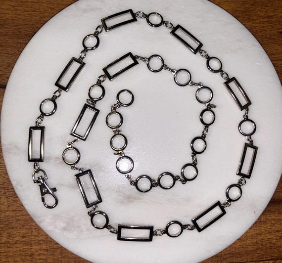 Boho • Silver Tone • Chain • Oval/ Rectangle • Waist: 34-44  display picture 1