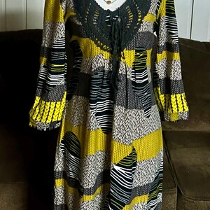 Aryeh Anthropologie “Curry” ~ Size Large ~ Abstract Design ~ Yellow/Brown~ Boho Tunic Dress ~ New W/Tags bild 7
