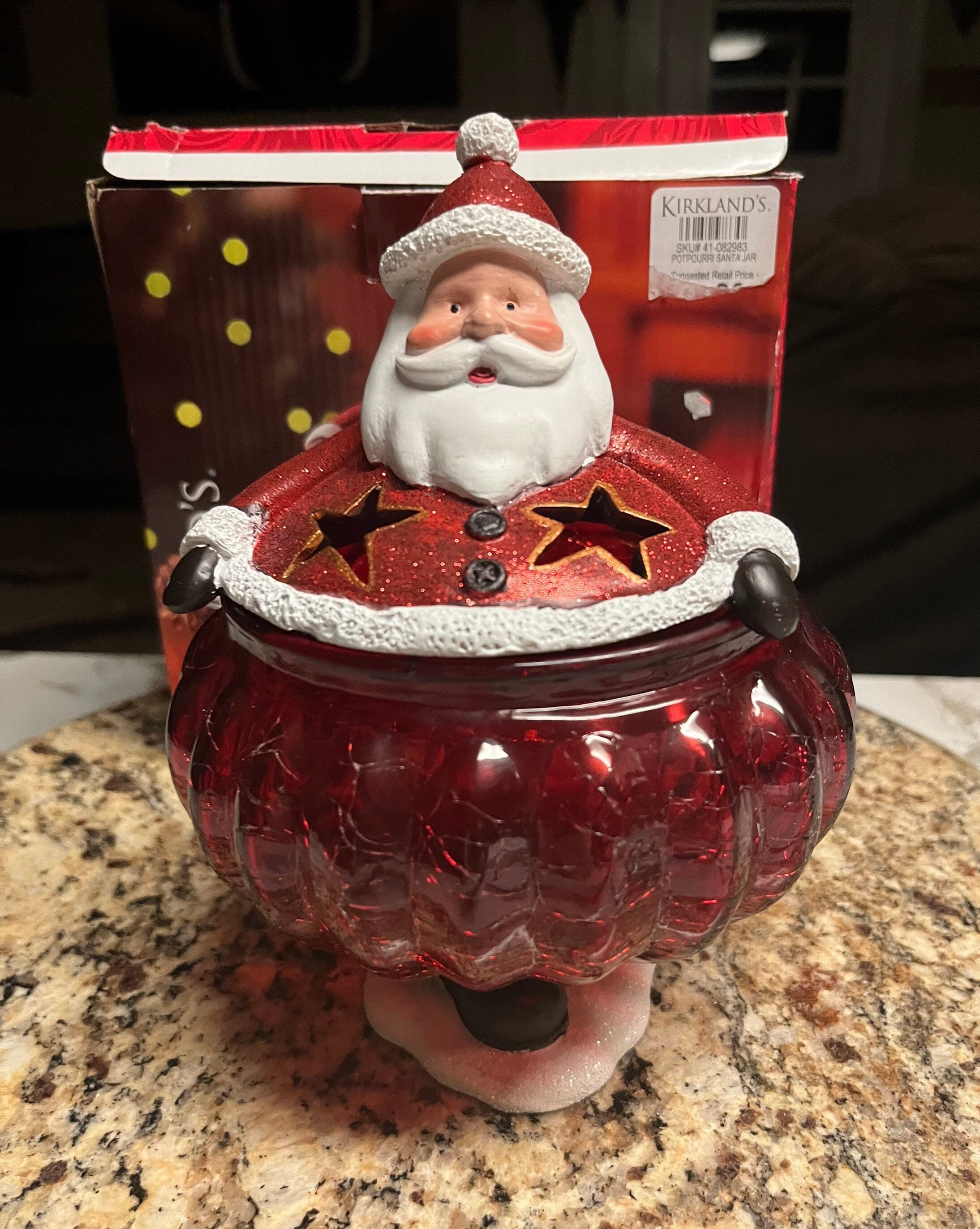 Kirklands • Crackled • Red • Glass • Santa Jar • New W/box - Etsy