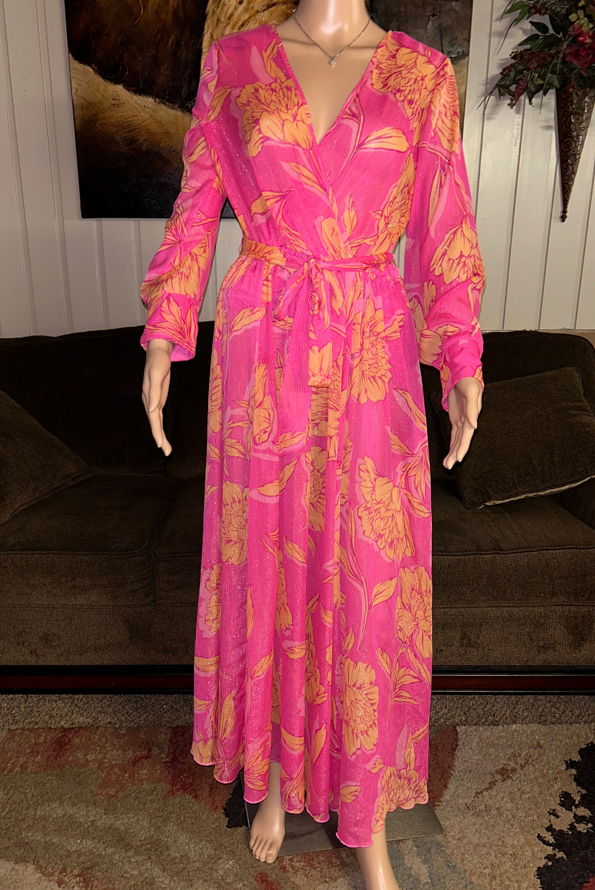 baroque maxi dress LUXURY ANTIQUE BAROQUE STYLE SATIN WEDDING DRESS WITH FLORAL LONG SLEEVES