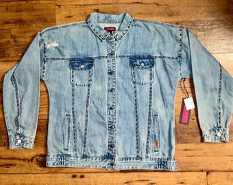 Rock & Roll Cowgirl  • Blue • Denim • Silver Studded • Large • Jacket • New W/Tags