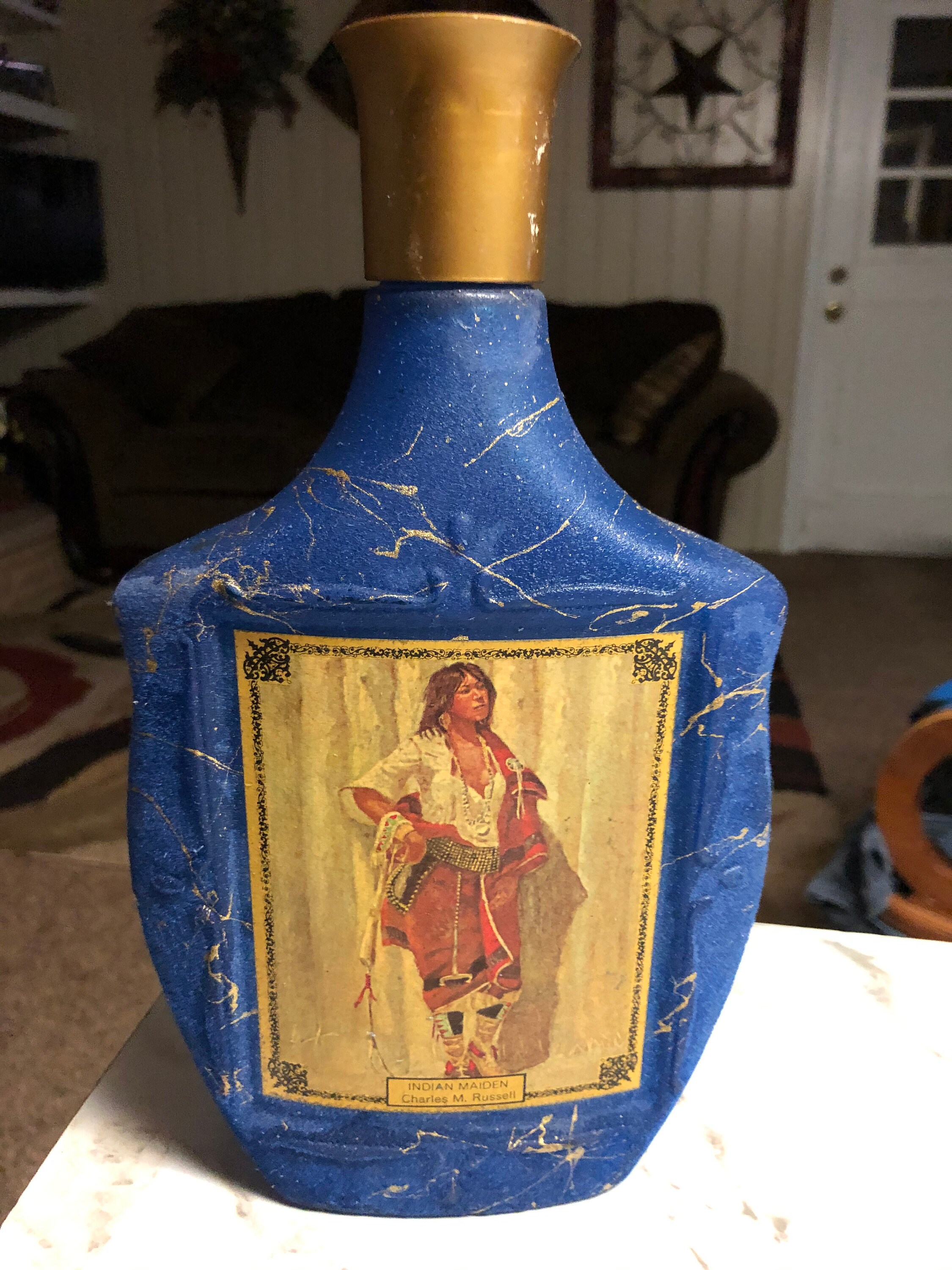 1968 Vintage Art Jim Beam's Liquor Bottle Indian Etsy