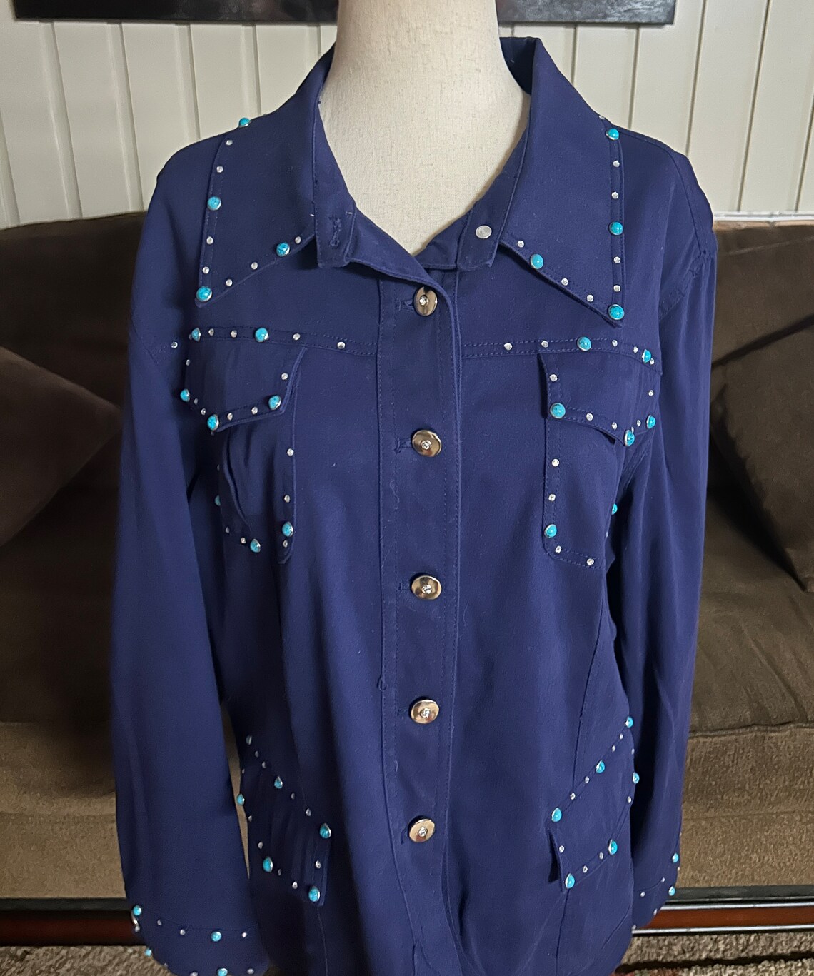 Maggie Sweet • Navy Blue • Turquoise Stones • Rhinestones • X-large ...