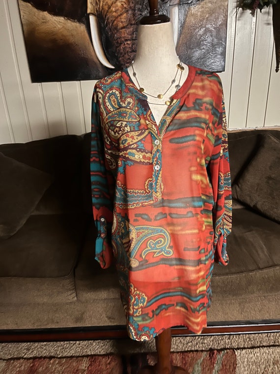 Multiples~ Size Large Blouse W/ Fall Colors & Pai… - image 2