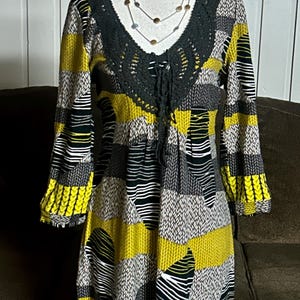 Aryeh Anthropologie “Curry” ~ Size Large ~ Abstract Design ~ Yellow/Brown~ Boho Tunic Dress ~ New W/Tags bild 6