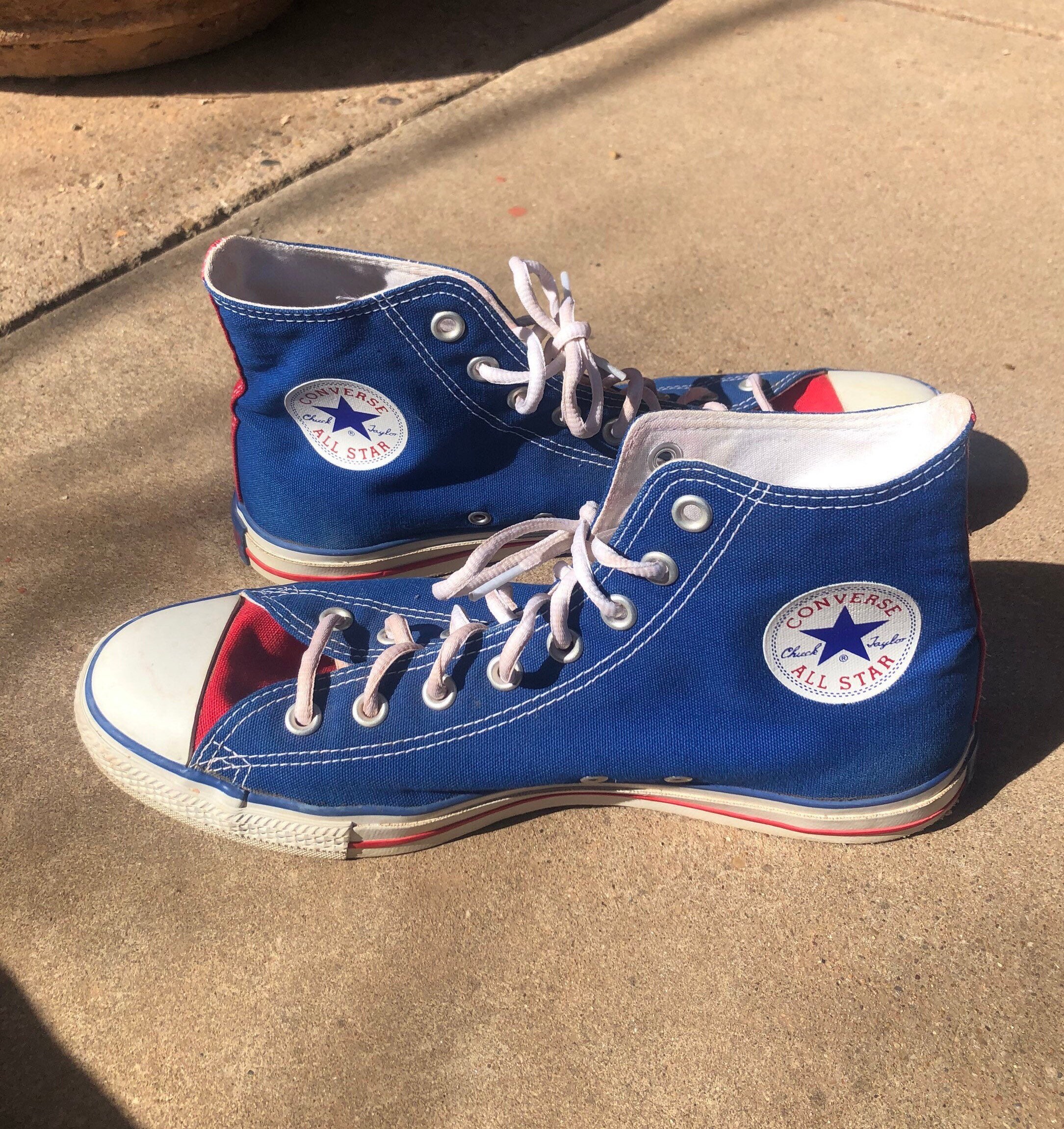 Converse All Star Chuck Taylor High Tops Blue/white/red - Etsy