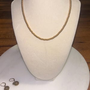 Lauren Ralph Lauren ~ Gold Tone Plated Small Beaded Toggle 16” in. Necklace W/ Dangle Earrings