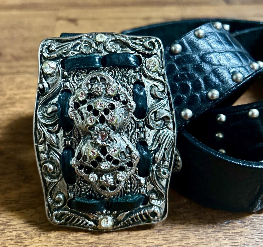 YOKE Narrow Leather Belt BLACK×SILVER Future Present - YOKE | Narrow Leather Belt