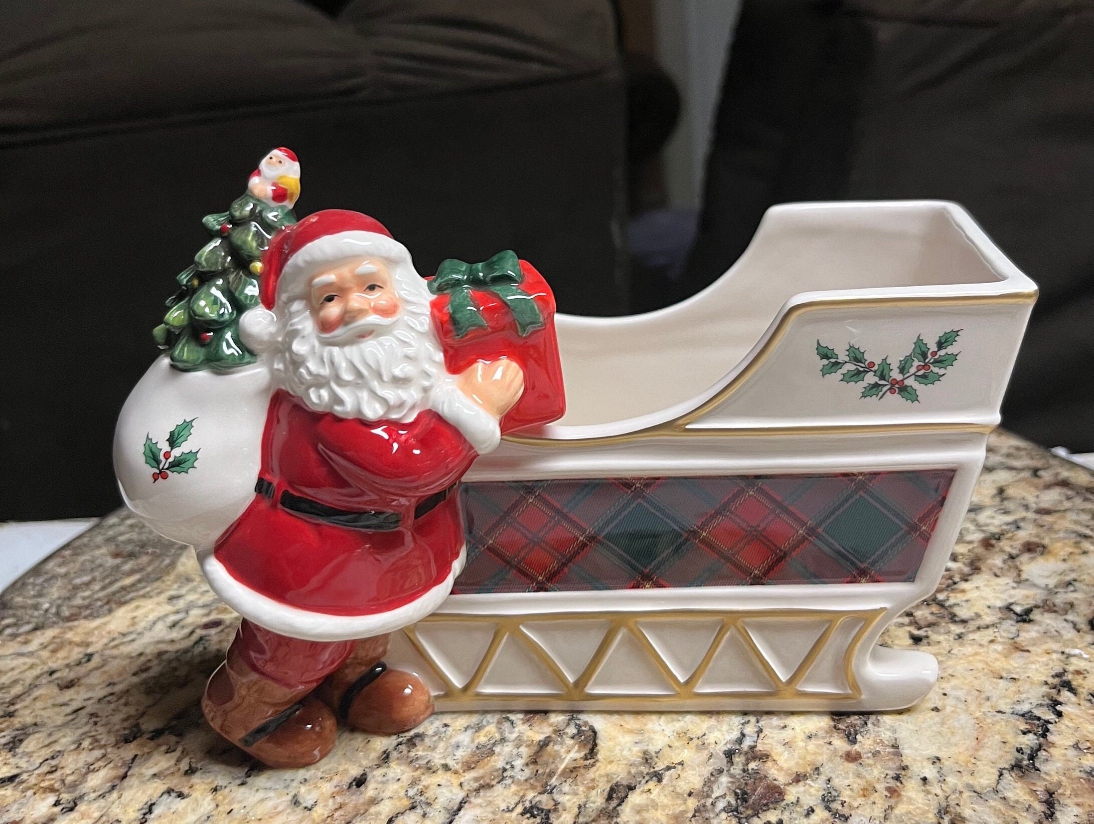 Spode • Christmas Tree • Santa • Sleigh • Candy Jar • White/ Red